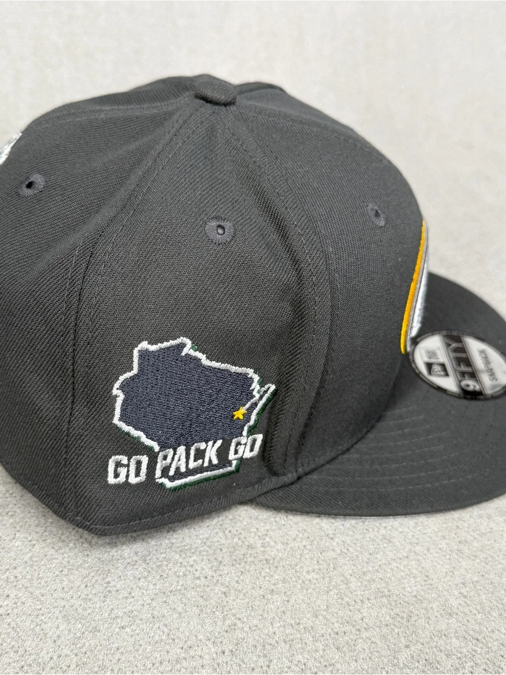 New Era Green Bay Packers Hat 9 Fifty Draft Snapback Gray Side Patch A-Frame Cap